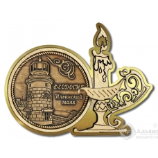 Магнит из бересты Феодосия-Ильинский маяк свеча золото